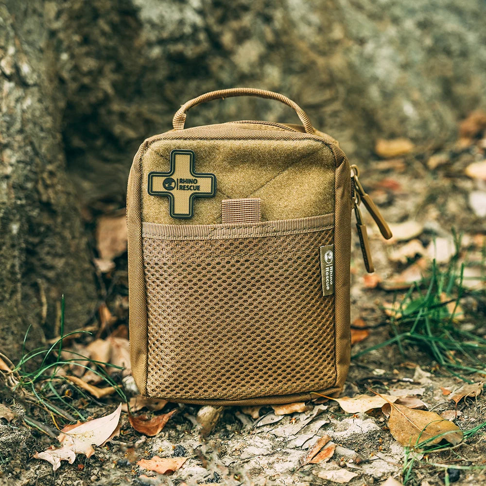 RHINO RESCUE First Aid Kit IFAK POUCH Molle Medical Pouch for Camping Car Travel Hiking 004M (Khaki)