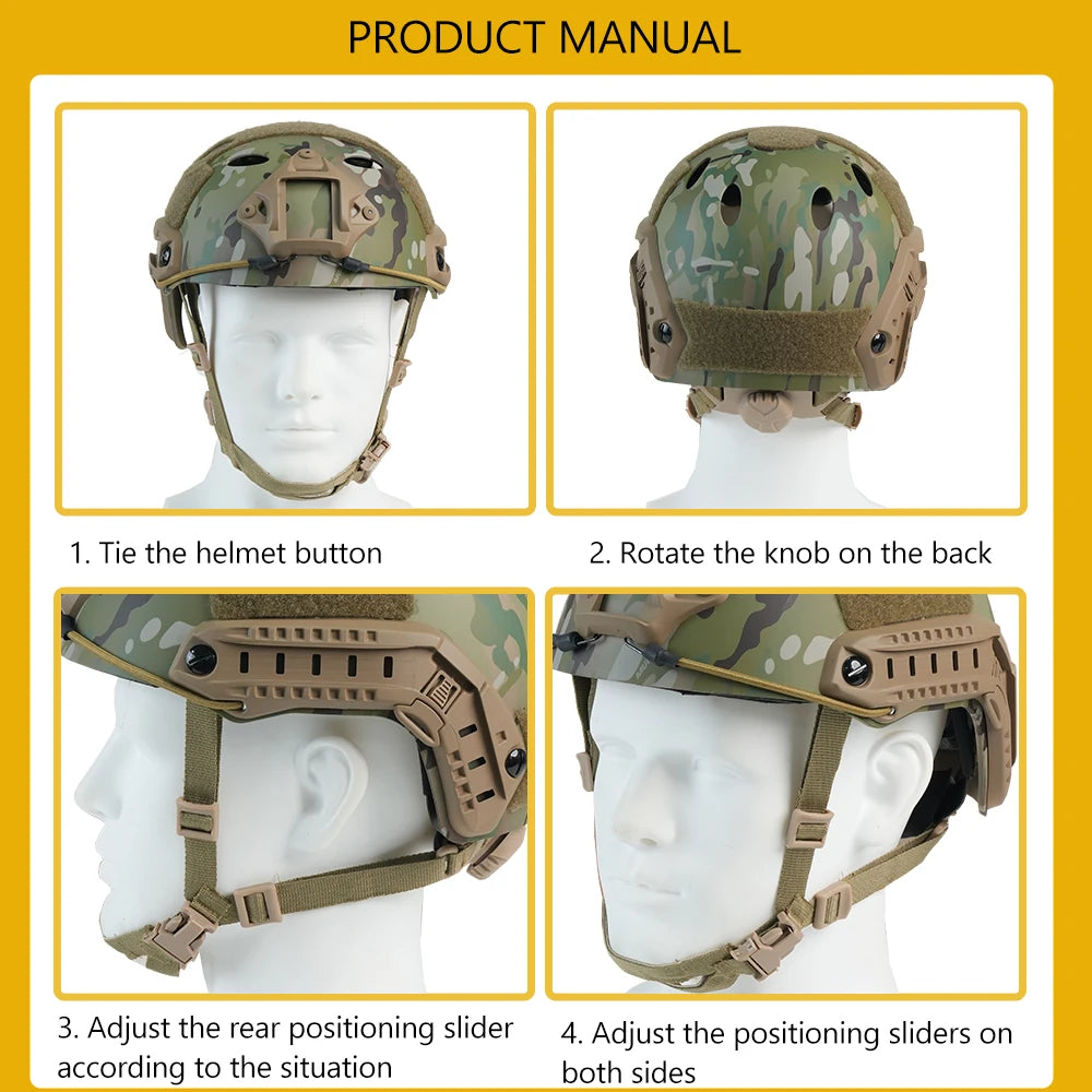 Military Helmet Kids Adults CS War Gaming Cosplay Outdoor Sports ABS Thickened Camouflage Army Helmet Head Protective Equipment