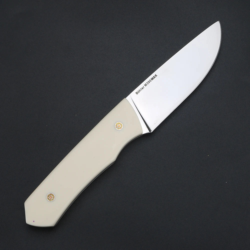 Outdoor portable knife M390 steel camping meat cutter with cow bone handle and household fruit knife