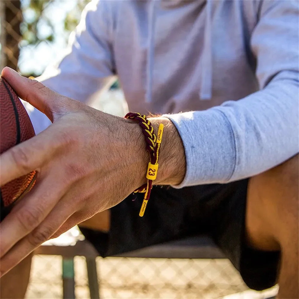 Sport Style Men Hand Woven Number Rope Bracelet Couple Adjustable Paracord Bracelet For All Ages Basketball Fan Souvenir Gift