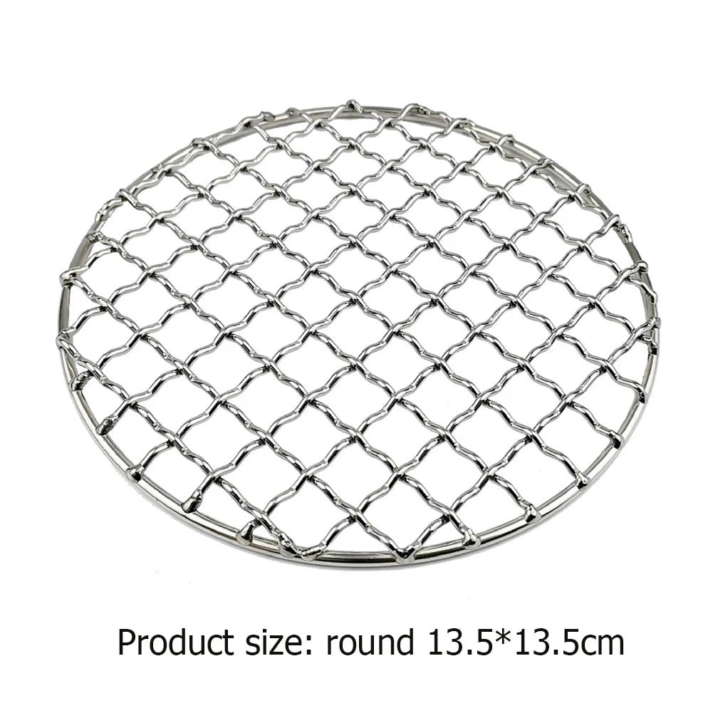 Stainless Steel Camping Grill Grate Mesh Pads Grilling Net Fire Cooking Outdoor Activities Traveling Picnic BBQ Camping Pot Tool
