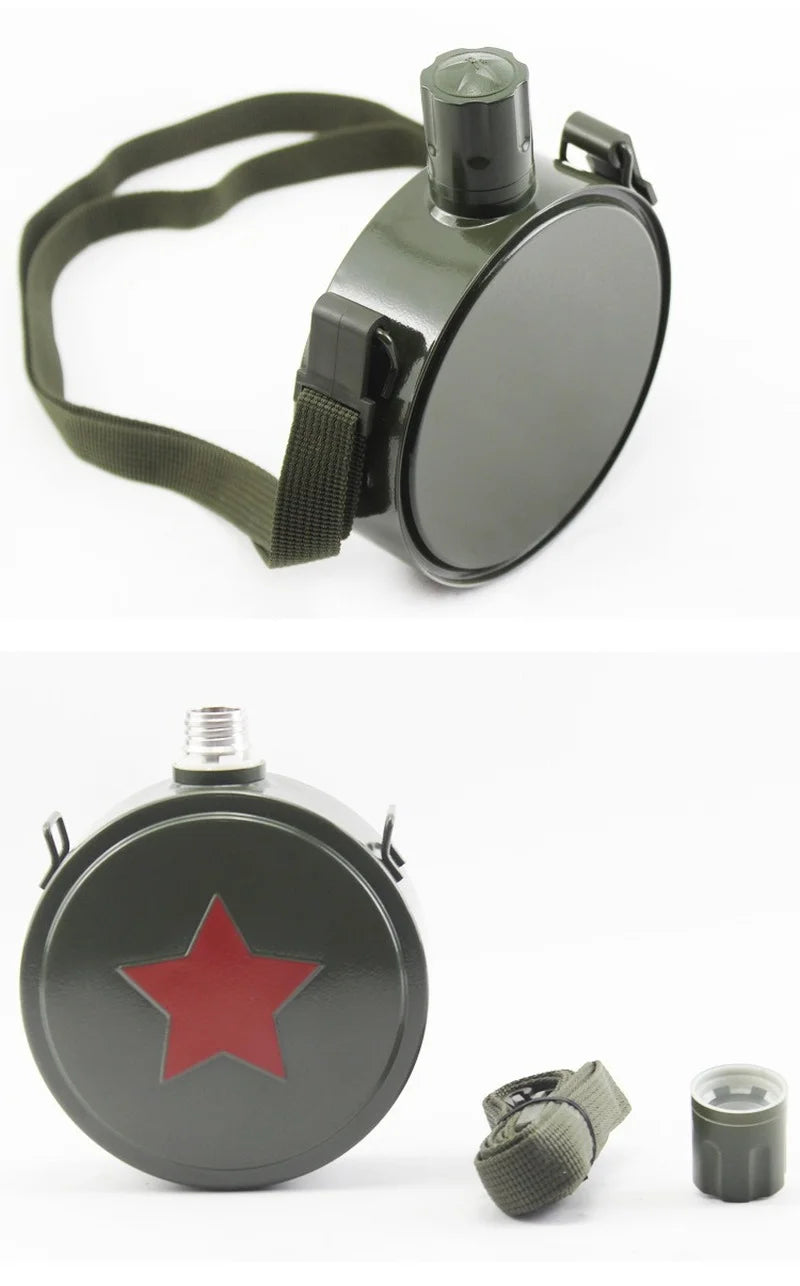 Stainless Steel Pentagram Military Canteen Bottle Hip Flask Army Flagon Outdoor Water Bottle Marching Kettle For Camping Hiking