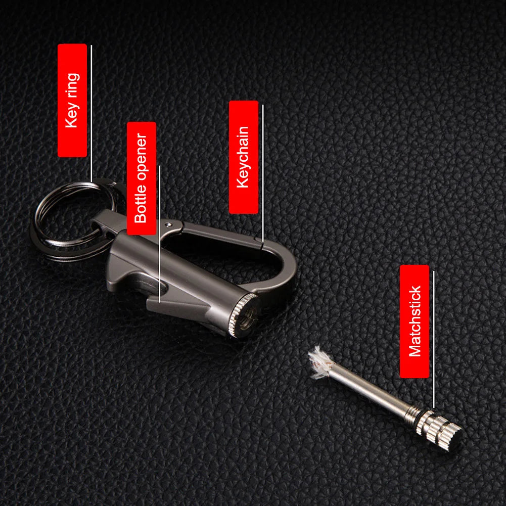 Permanent Match Lighter Keychain Outdoor Emergency Fire Starters Waterproof Cigarettes Flints Keyrings