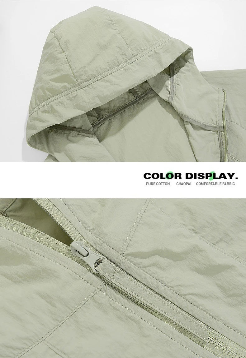 Men's Fishing Hooded Jacket Hiking Mountain Sport Waterproof Lightweight Windbreaker Rain Shell 2025 Camping Sun-proof Raincoat
