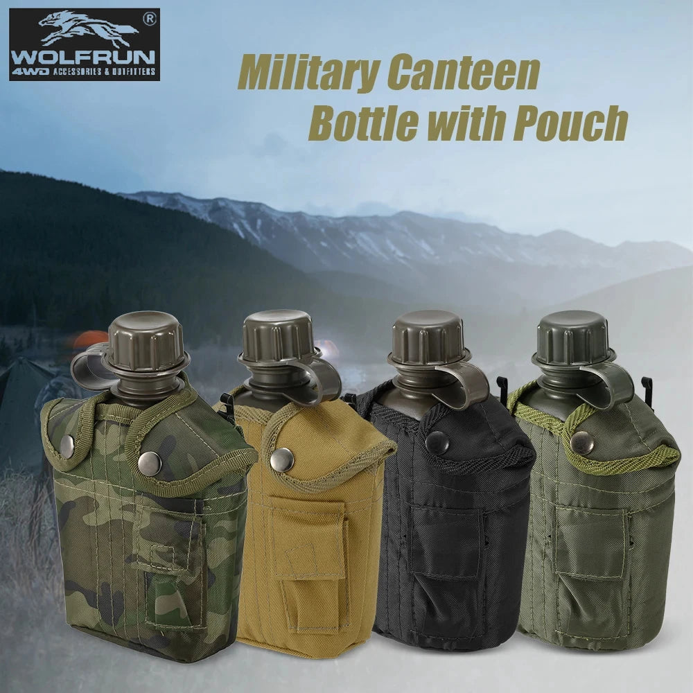 Outdoor Camouflage Military Canteen Bottle Backpacking Survival Water Kettle Camping Hiking Bottle 1L Large-capacity Kettle