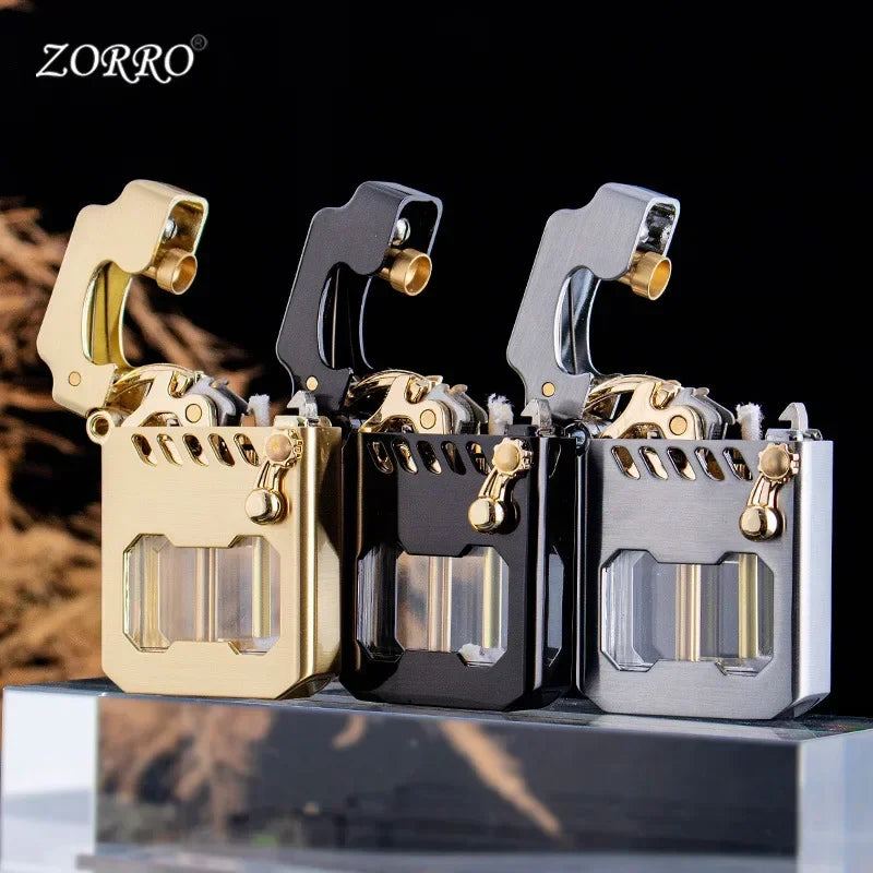 2025 ZORRO Mecha Transparent Fuel Tank Mechanical Ejection Kerosene Lighter Metal High-looking Creative High-end Men's Gifts