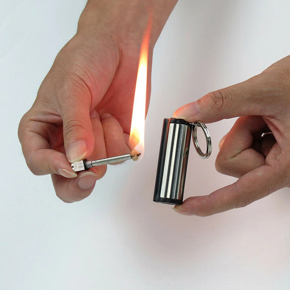 2PCS Outdoor Fire Starter Permanent Match Lighter Survival Tool Flint Keychain Camping