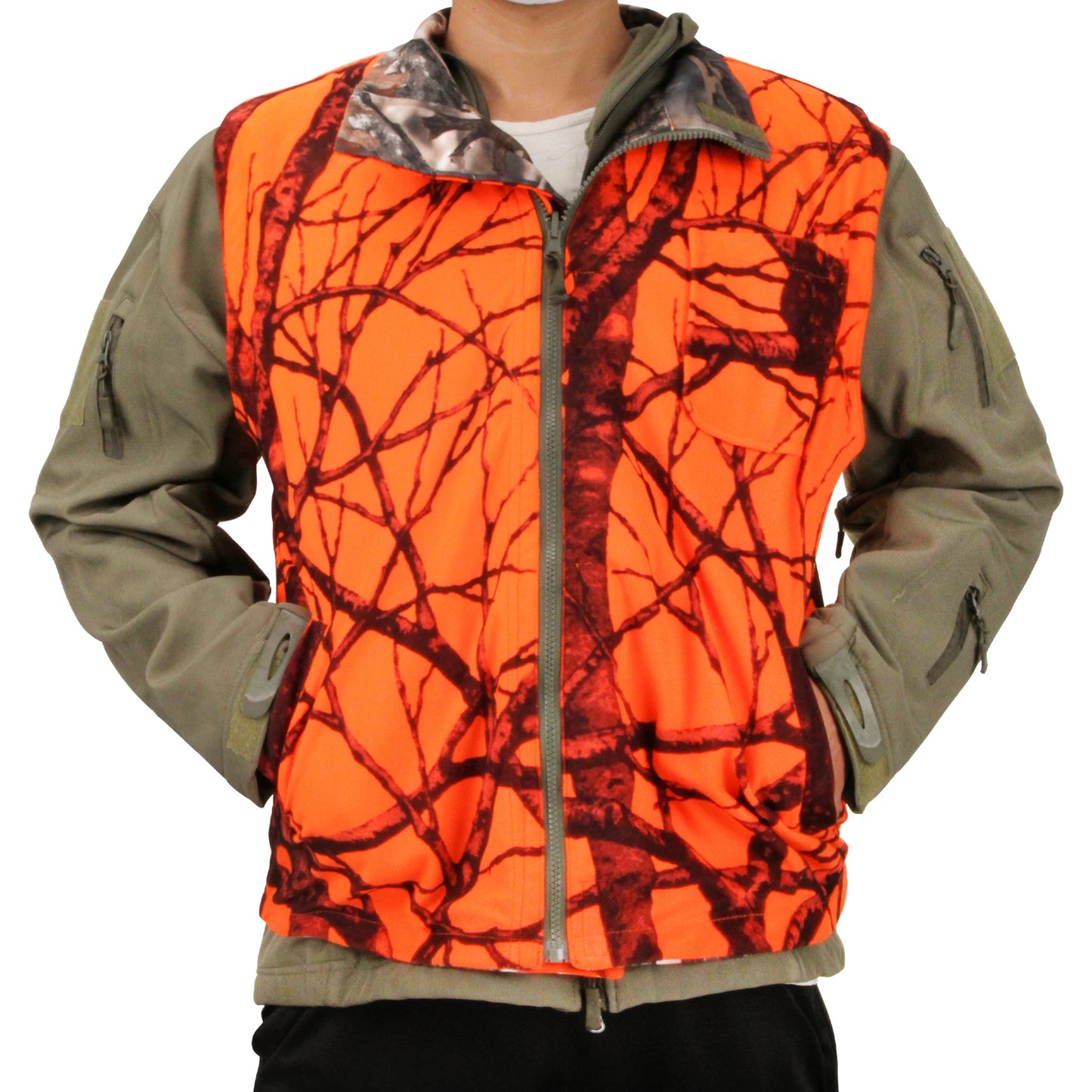 Orange Hunting Vest Men's Sleeveless Jacket Camouflage Field Breathable Hunting Vest With Many Multi Pockets Outdoors Waistcoat