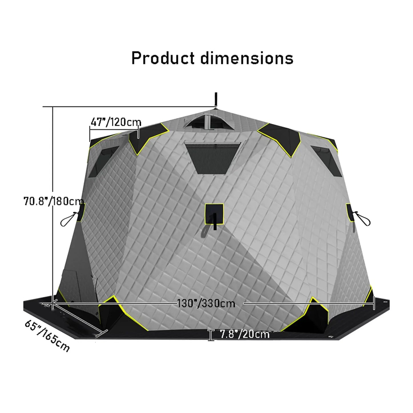 Insulated Ice Fishing Tent with Stove Jack & Floor,Winter Portable Pop-Up Shelter for 6-7 Person