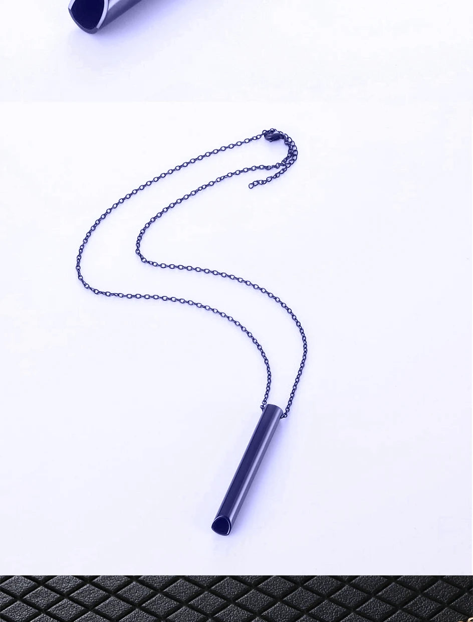 528Hz Stainless Steel Meditation Whistle Necklace | Yoga Breathing Tool & Anxiety Relief | Chakra Balancing Spiritual Jewelry
