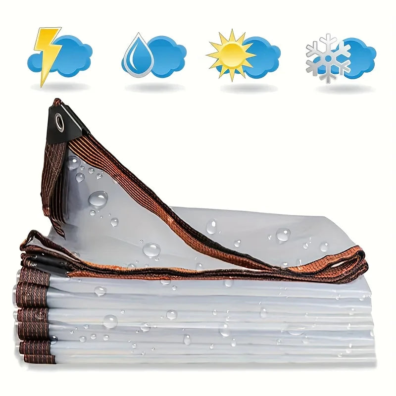 Waterproof Tarp Tarpaulin Clear Cover PE Film With Grommets Garden Balcony Patio Canopy Awnings Winter Plants Greenhouse Tarp