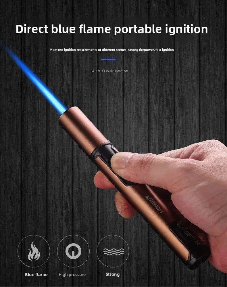 4PC/1PC Honest Metal Windproof Torch Gas Lighter,  Refillable Pen Jet Flame Igniter for Kitchen BBQ Candle Camping Men's Gadget