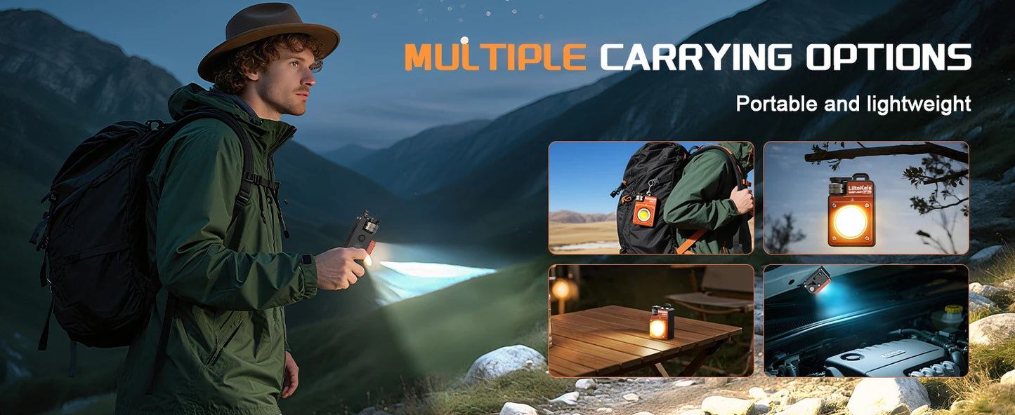 LiitoKala new keychain light 120-3500LM rechargeable flashlight multifunctional portable 3000mAh battery work light