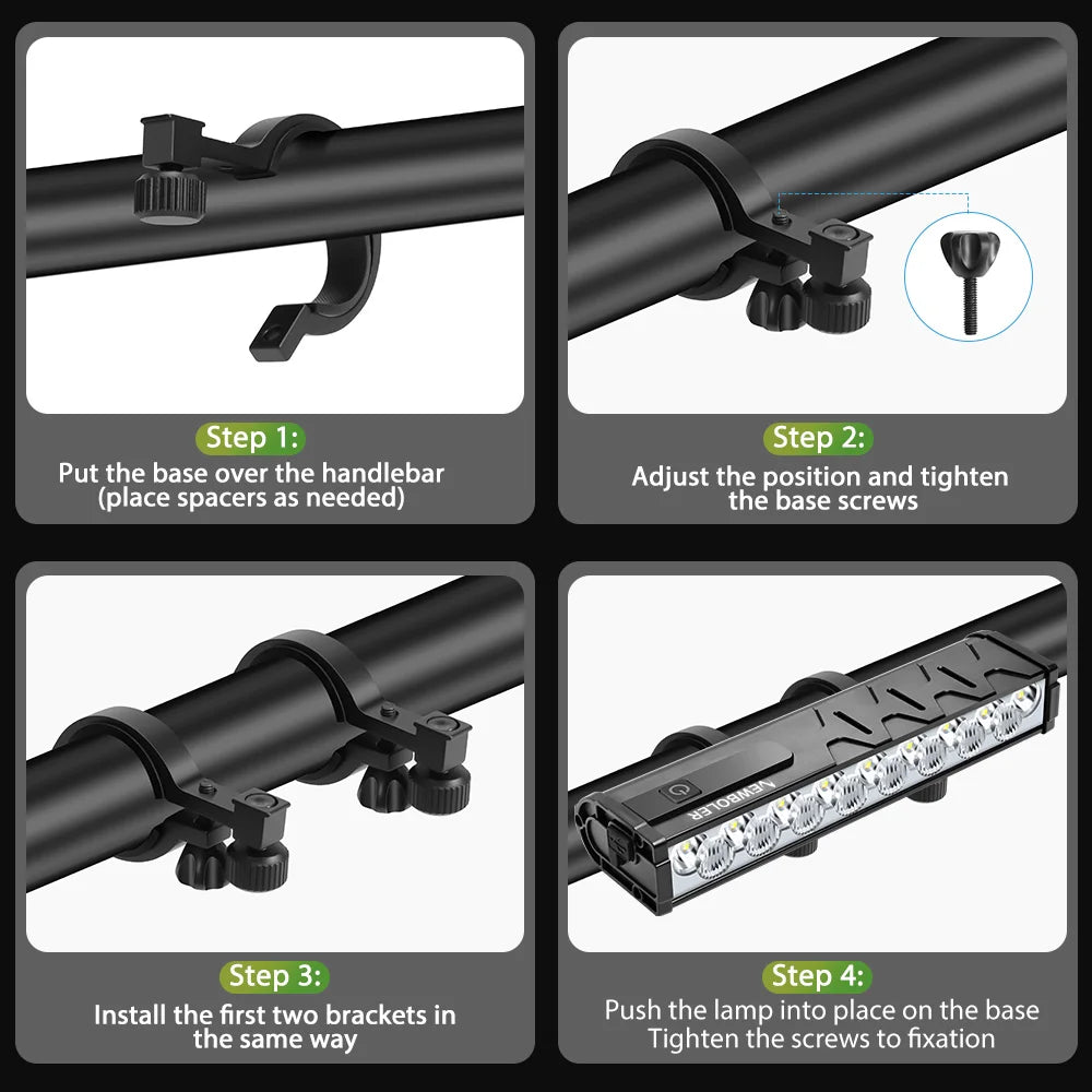 10000mAh Bicycle Light 17 LED Front Double Bracket Power Bank MTB Mountain Bicycle Lamp Bike Headlight Cycling Accessorie