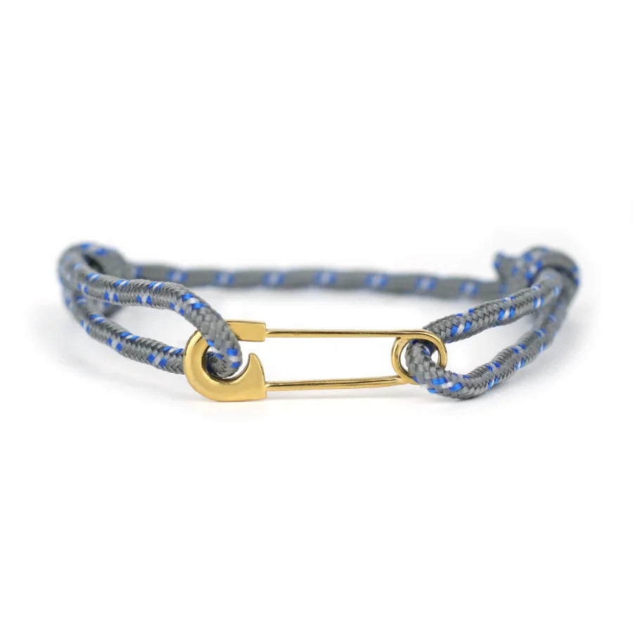 Adjustable Rope Bracelet with Safety Pin Clasp Unisex Paracord Wristband Trendy Survival Jewelry Gift for Men Women