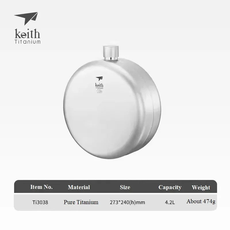 Keith Titanium Sports Water Bottle 4.2L Cowboy Canteen  Large Capacity Lightweight for Outdoor  Camping & Hunting