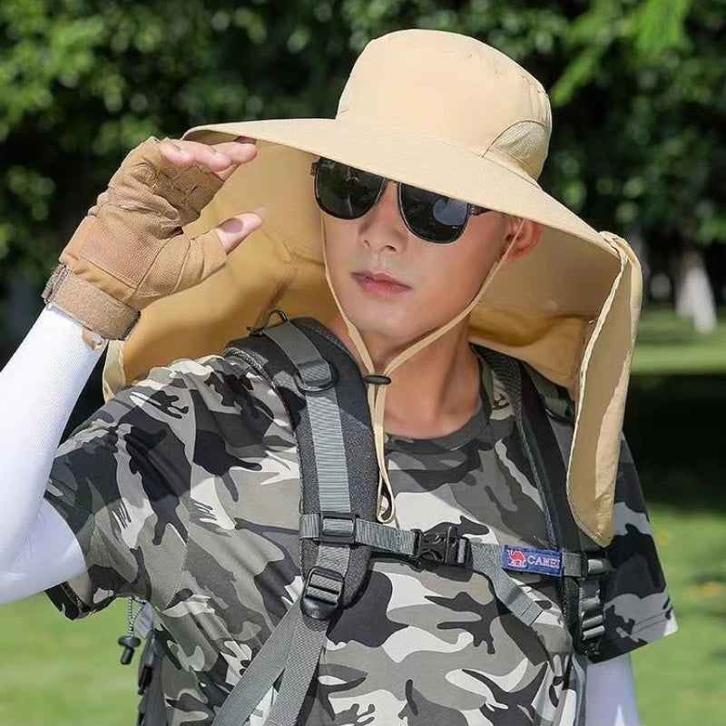 Sunscreen fishing Hat mosquito repellent Breathable hiking sun hat Face covering detachable UV resistant shawl hat Quick Drying