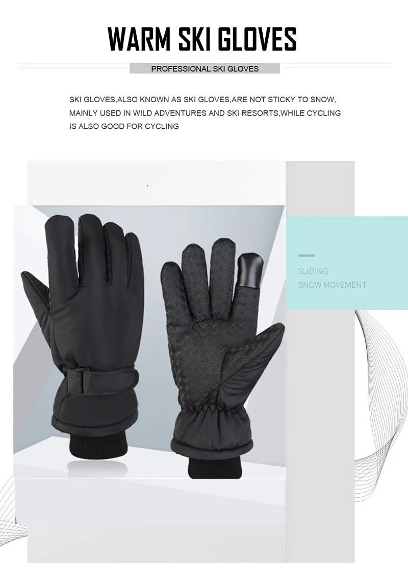 Men Winter Ski Gloves Waterproof Windproof Outdoor Sport Cycling Bike Bicycle Motorcycle Hiking Camping Hand Warm Gloves