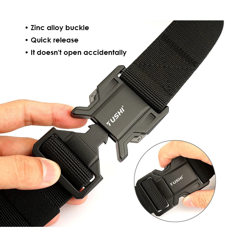 VATLTY New Elastic Casual Belt for Men Quick Release Metal Buckle Tactical Outdoor Girdle Adjustable Blue Hiking Belt Male