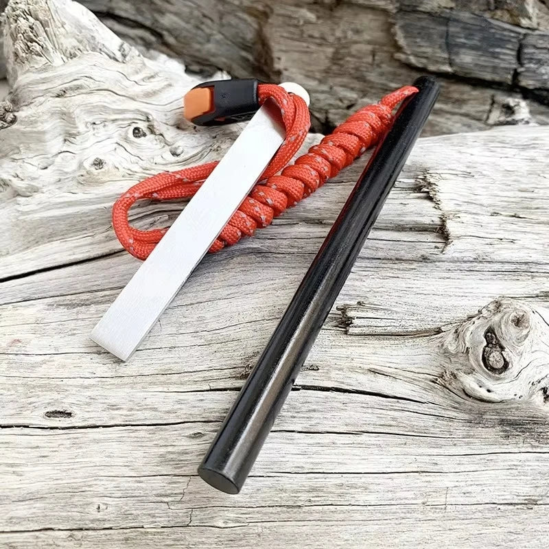 10*150mm Outdoor Flint Magnesium Rod with White Steel Scraper Whistle Camping Gnition Flint Rod EDC Survival Fire Starting Tool