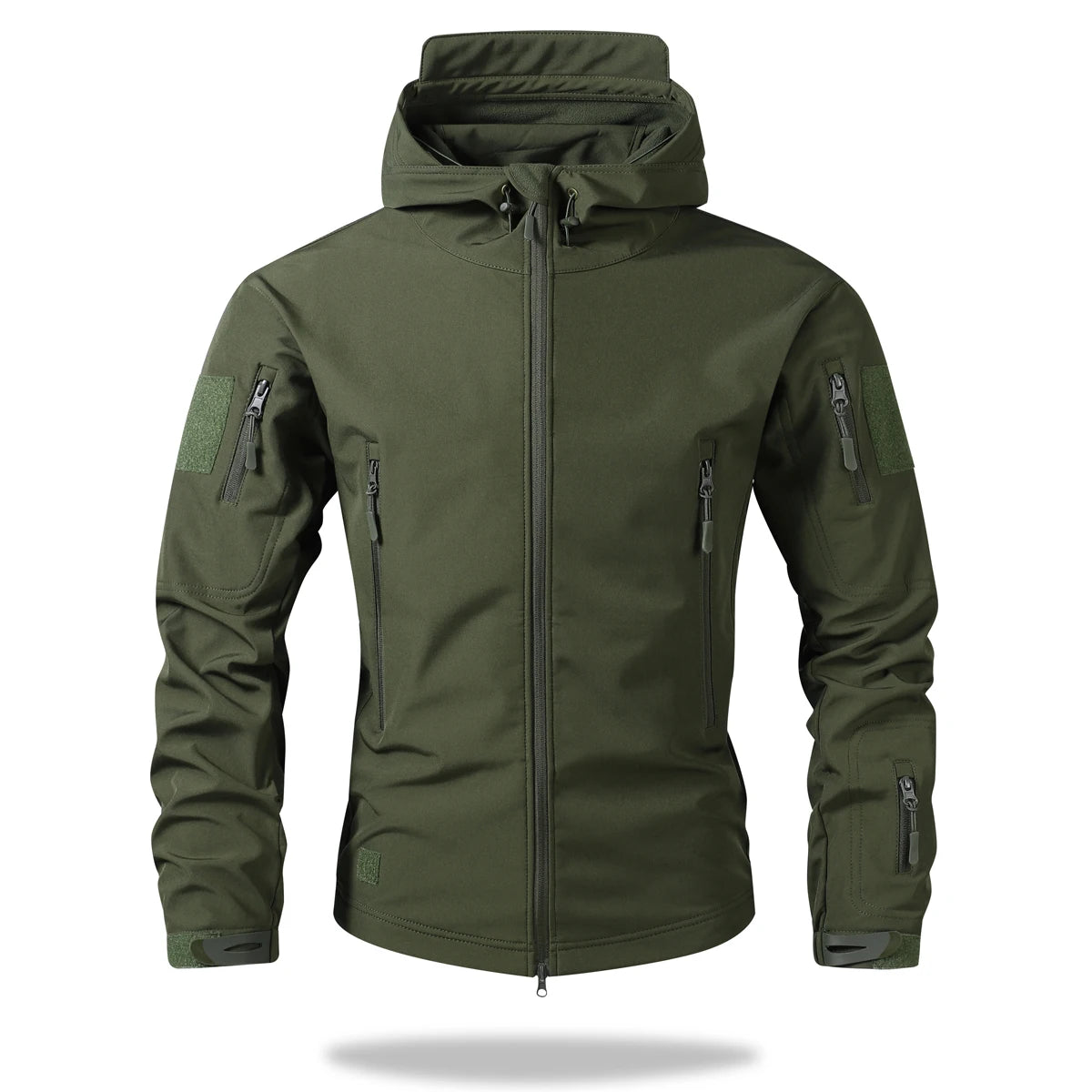 Waterproof Jacket Men Outdoor Softshell Hiking Jacket Hunting Coat Multi-Pockets Military Hooded Fleece Lined Rain Resistent