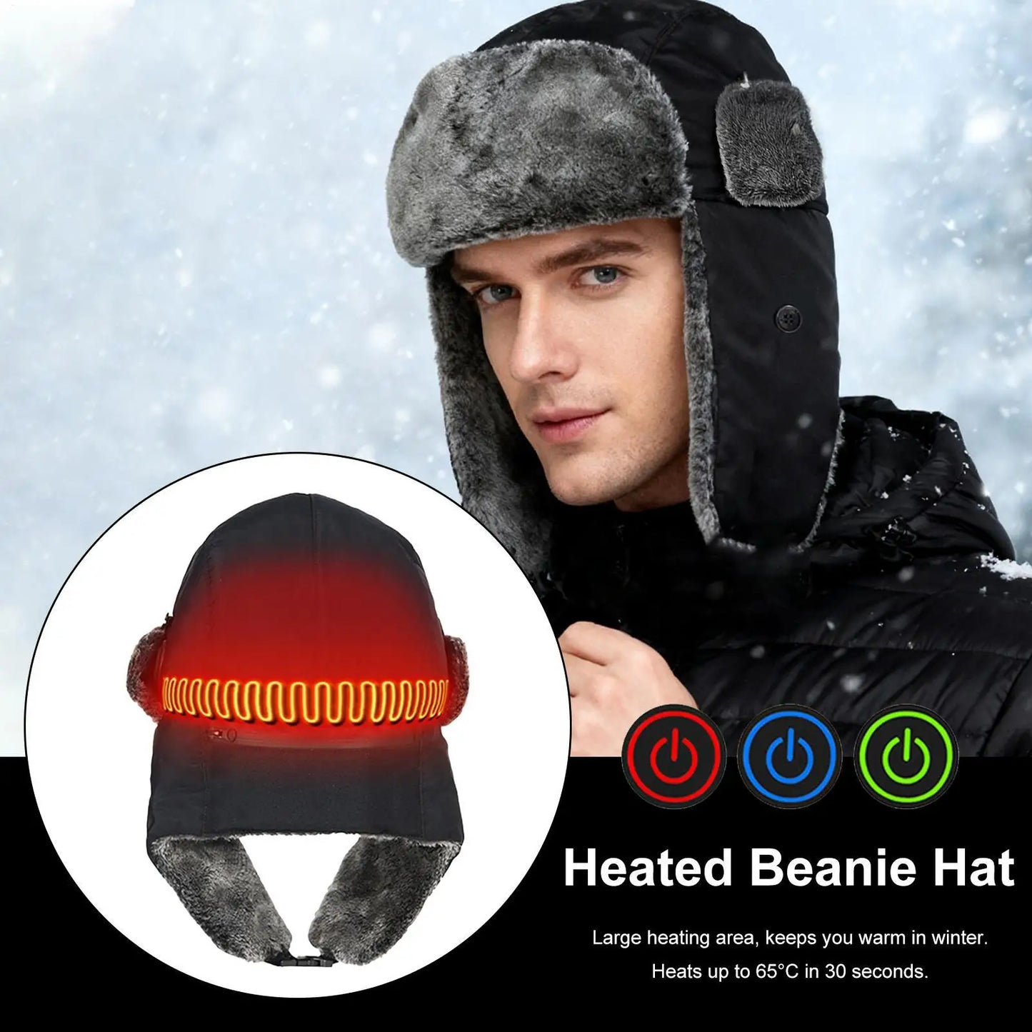 Winter ski Electric Heating Hat Men Woman USB Electric Warm Heated Hat Windproof Thermal Ear Protection Hat For Outdoor Camping