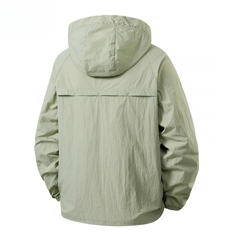 Men's Fishing Hooded Jacket Hiking Mountain Sport Waterproof Lightweight Windbreaker Rain Shell 2025 Camping Sun-proof Raincoat