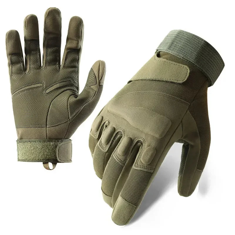 Winter Warm Tactical Gloves Rubber Shell Protection Thickened All Finger Touch Screen Anti-Slip Outdoor Riding & Camping Cold