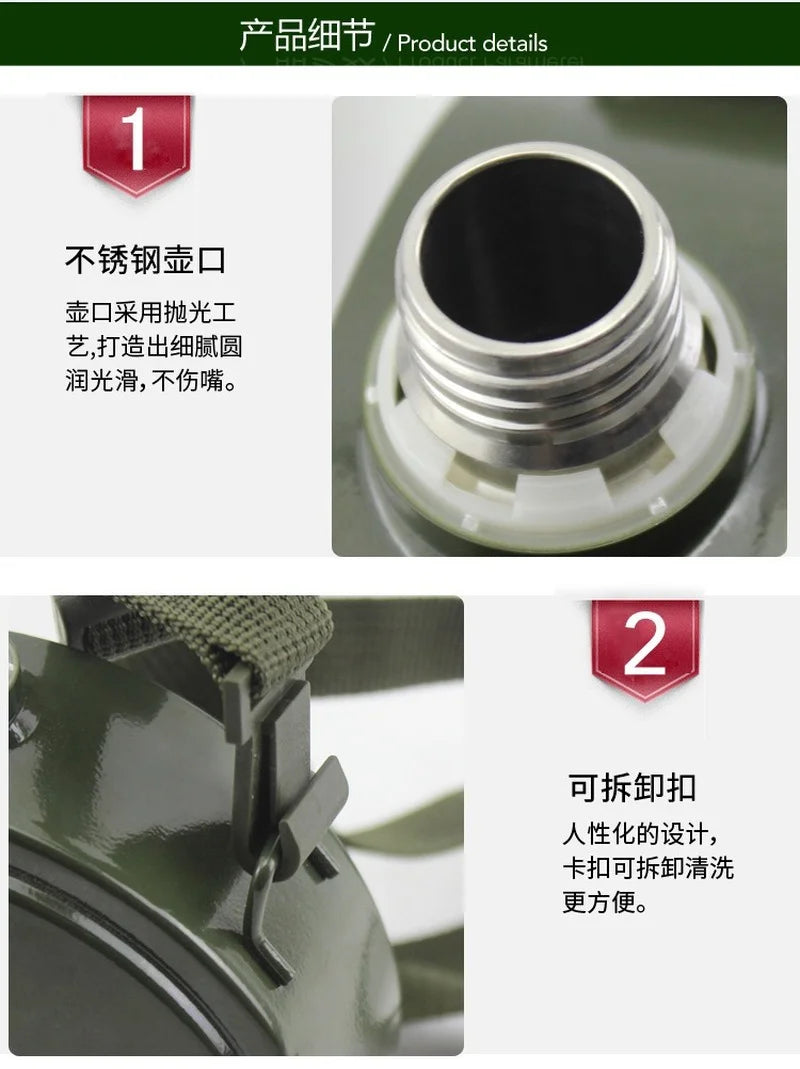 Stainless Steel Pentagram Military Canteen Bottle Hip Flask Army Flagon Outdoor Water Bottle Marching Kettle For Camping Hiking