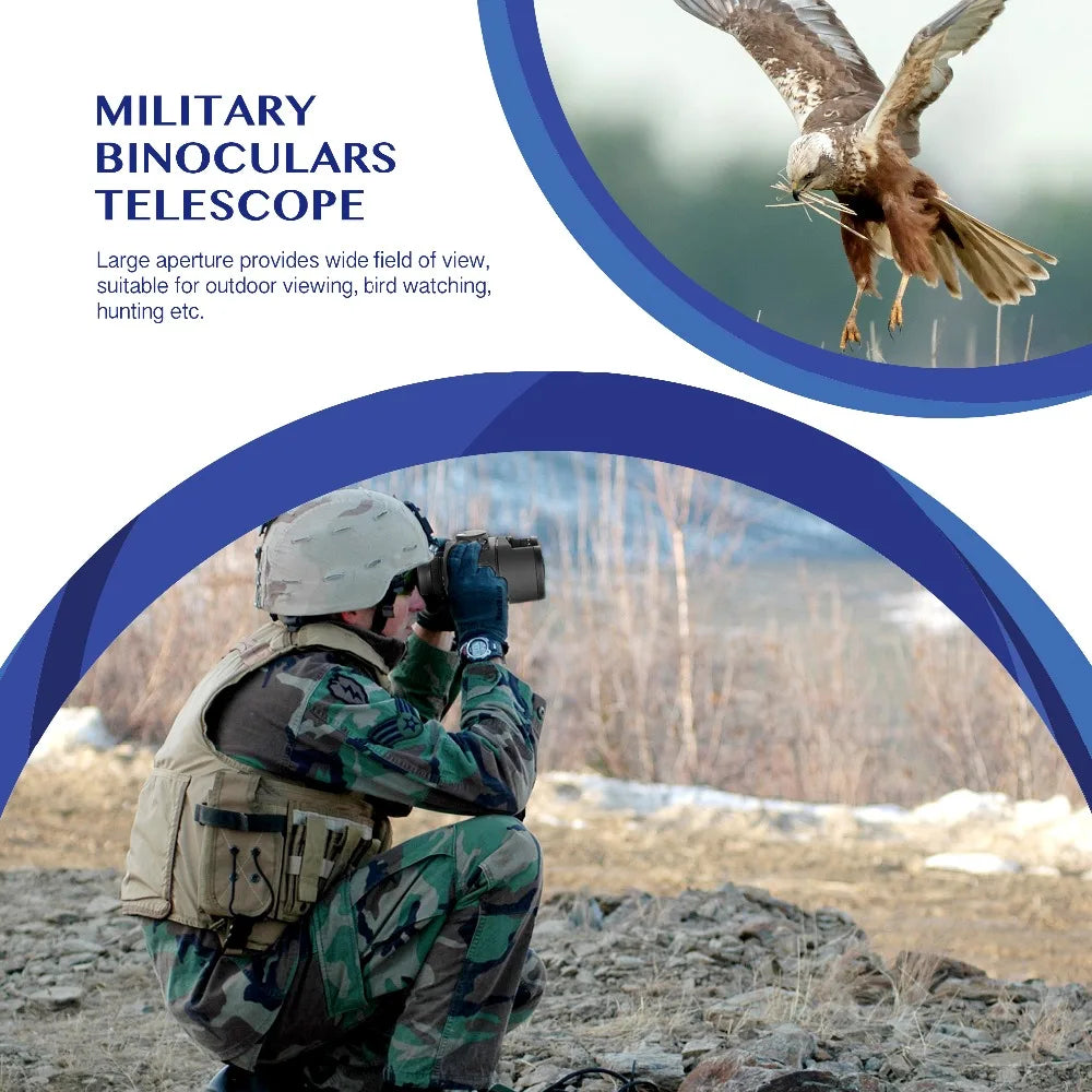 Binoculars 10x50 Marine Military Telescope Adults Waterproof With Rangefinder Compass BAK4 Prism HD Bird Watching For Hunting