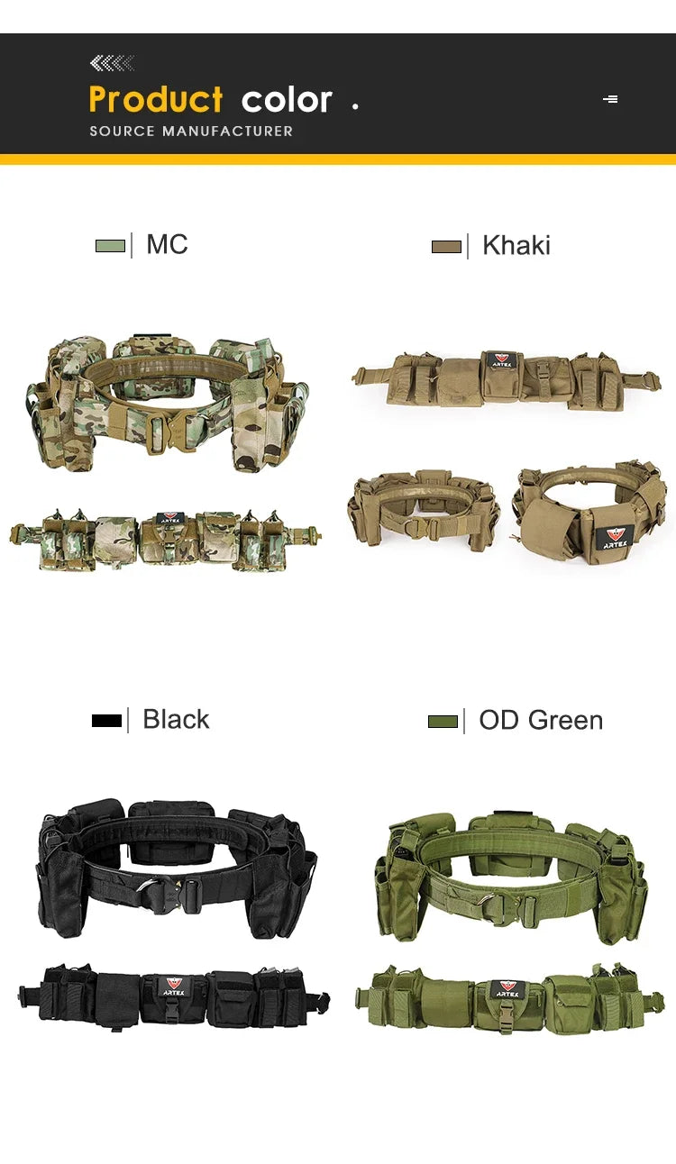 ARTEX Outdoor 1000D Nylon Battle Belt Sets Duty Belts Law Enforcement Airsoft Utility Belt with Mag Pouches
