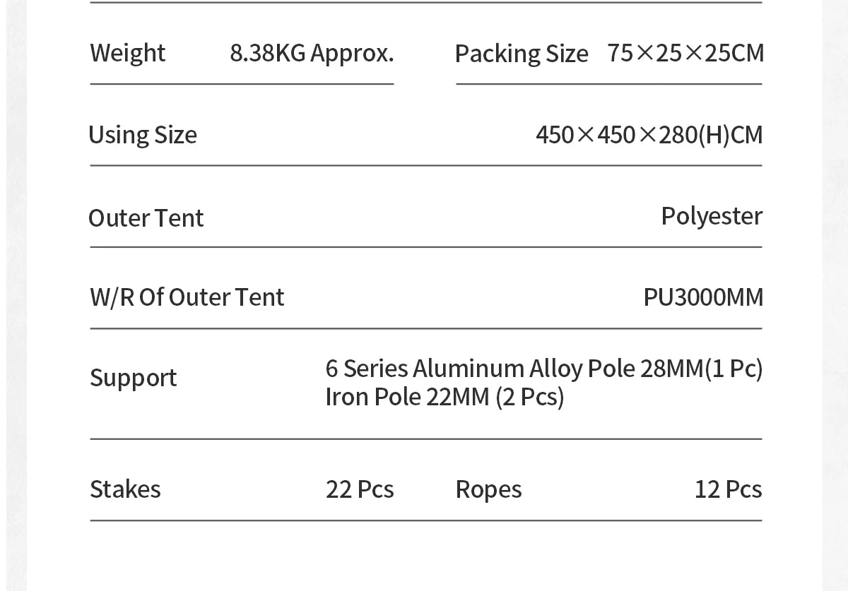 MOBI GARDEN Camping Pyramid Tent 4-6 Person Waterproof UV Protection Home Outdoor 3 Seasons Forest Tower 280