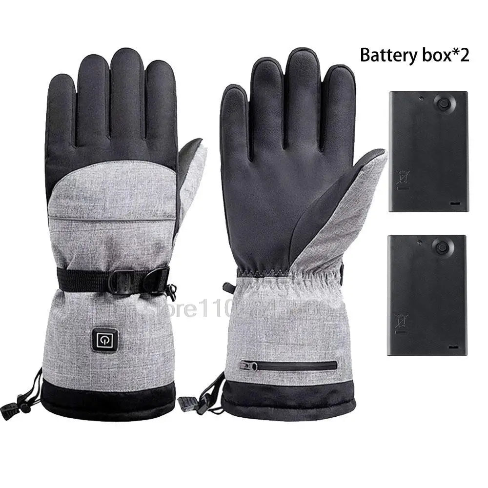Winter Heated Gloves With Battery Box Heating Hand Warmer Thermal Gloves Waterproof Snowboard Cycling Motorcycle Bicycle Ski
