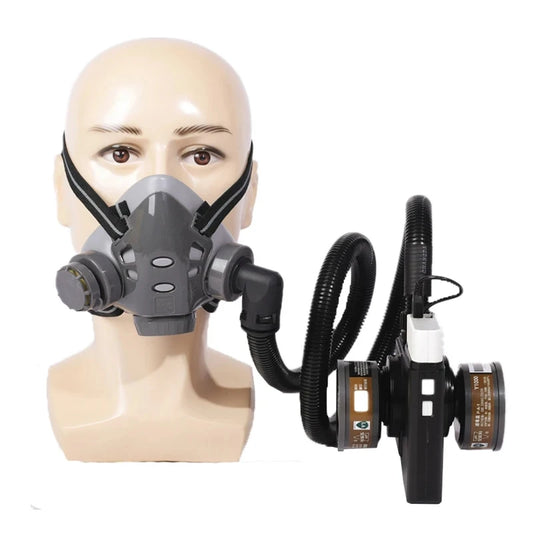 Electric Rechargeable Half Face Dust Gas Mask Portable Auxiliary Air Supply Respirator For Spraying Painting Polish Work Safety