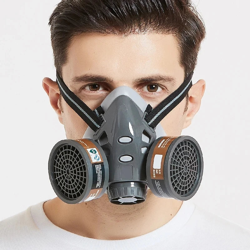 Electric Rechargeable Half Face Dust Gas Mask Portable Auxiliary Air Supply Respirator For Spraying Painting Polish Work Safety
