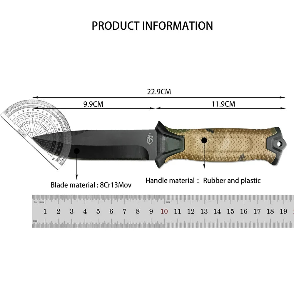 GB 1500 Military Tactical Fixed Blade Knife 8Cr13Mov Blade Plastic Handle Outdoor Hiking Camping Hunting Cutting Survival Tools
