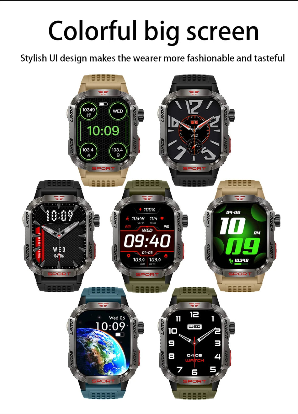 Outdoor Sports Smart Watch Men 2.01" GPS Tracker Compass LED Flashlight 600mAh Battery Waterproof Bluetooth Call Smartwatch Man