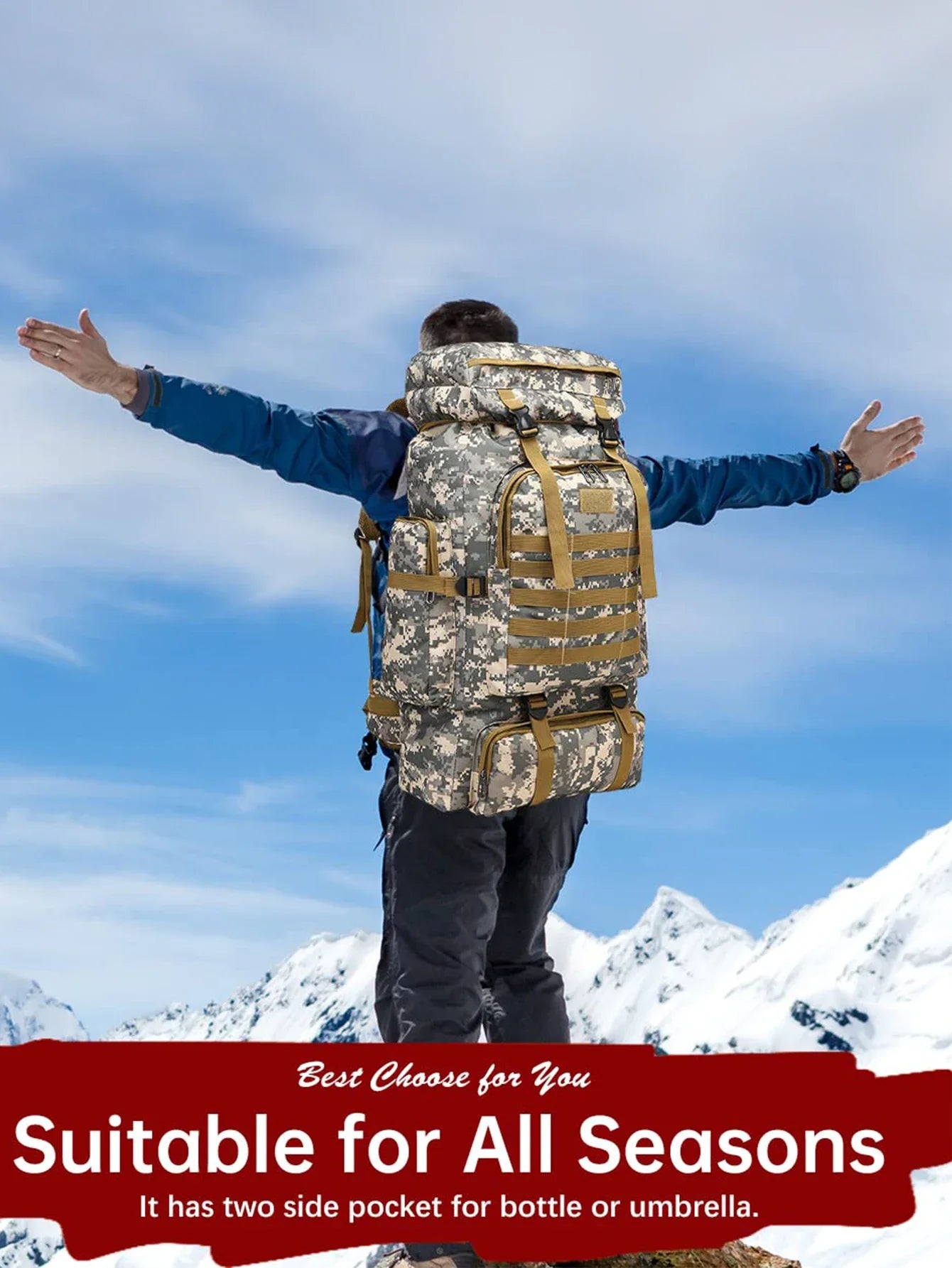 80L/100L  Mountaineering Bag Climb Bag Tactical Backpacks Large Backpack Outdoors Hiking Camping Travel Bags