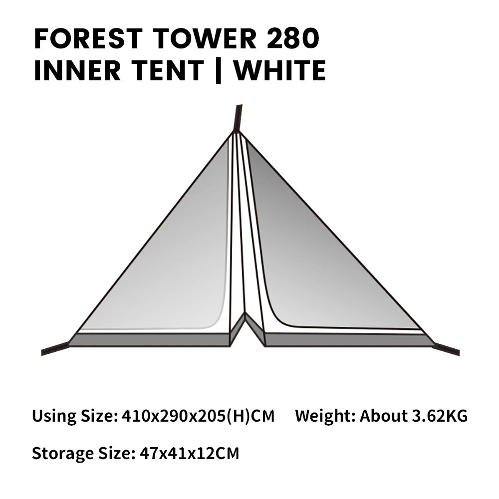 MOBI GARDEN Camping Pyramid Tent 4-6 Person Waterproof UV Protection Home Outdoor 3 Seasons Forest Tower 280
