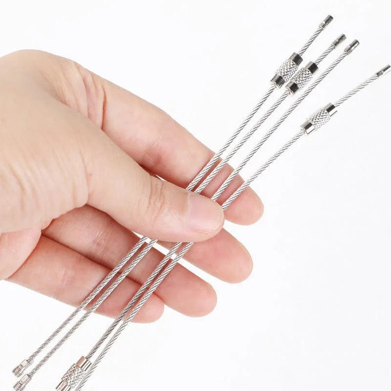 10PCS 15CM Outdoor Tools EDC Camping Tools Equipment Multi Keychain Kit 304 Stainless Steel Wire Rope Keyring