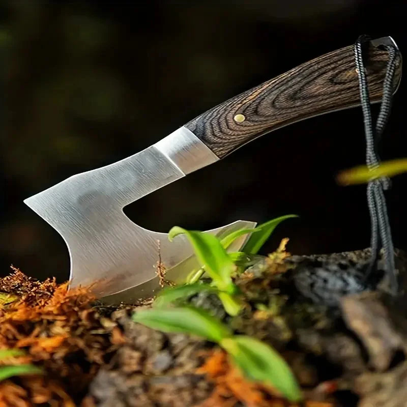420J2 Steel Forged Camping Axe | Fireproof Axe Body + Non-slip Sandalwood Handle Multi-functional Demolition Axe Outdoor