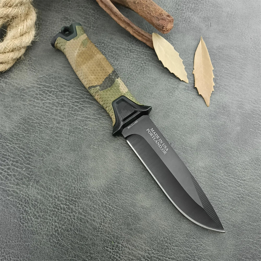 GB 1500 Military Tactical Fixed Blade Knife 8Cr13Mov Blade Plastic Handle Outdoor Hiking Camping Hunting Cutting Survival Tools