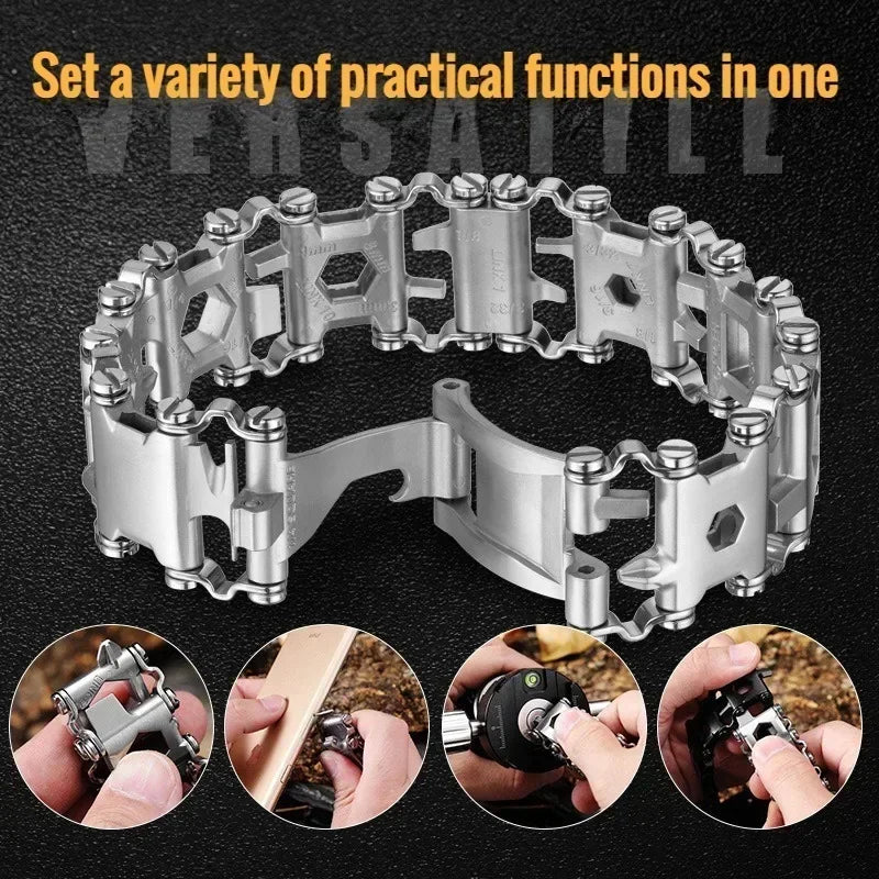 Outdoor Multi functional Tool Bracelet Pedal Stainless Steel Bolt Driver Wearable Bicycle Multi functional Outdoor Tool
