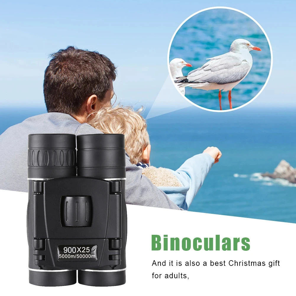 HOMEFISH 900x25 HD Zoom Portable Powerful Binoculars Long Range BAK4 Telescope Jumelles Folding Low Light Binoculars for Hunting