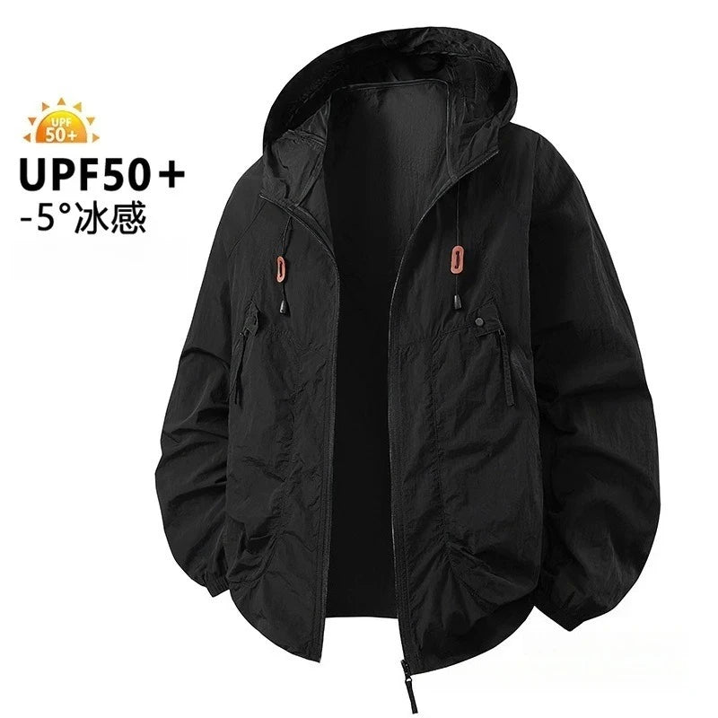Men's Fishing Hooded Jacket Hiking Mountain Sport Waterproof Lightweight Windbreaker Rain Shell 2025 Camping Sun-proof Raincoat