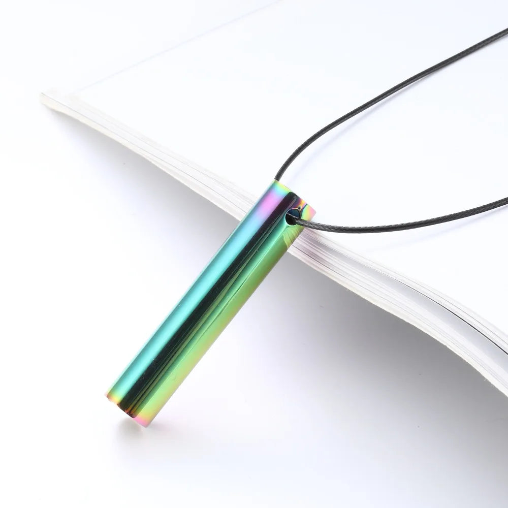 528 Hz Mindfulness Adjustable Breath Pendant Necklace Stainless Steel Meditation Stress Relief Frequency Blowing Whistle Jewelry