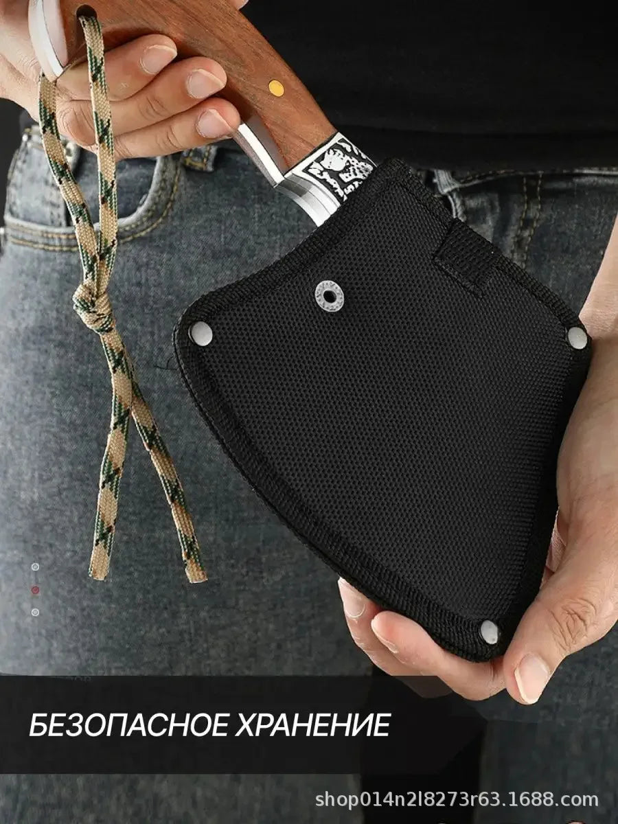1 piece outdoor axe, solid wood handle with nylon scabbard axe, camping axe, portable survival axe with gift box, small camping