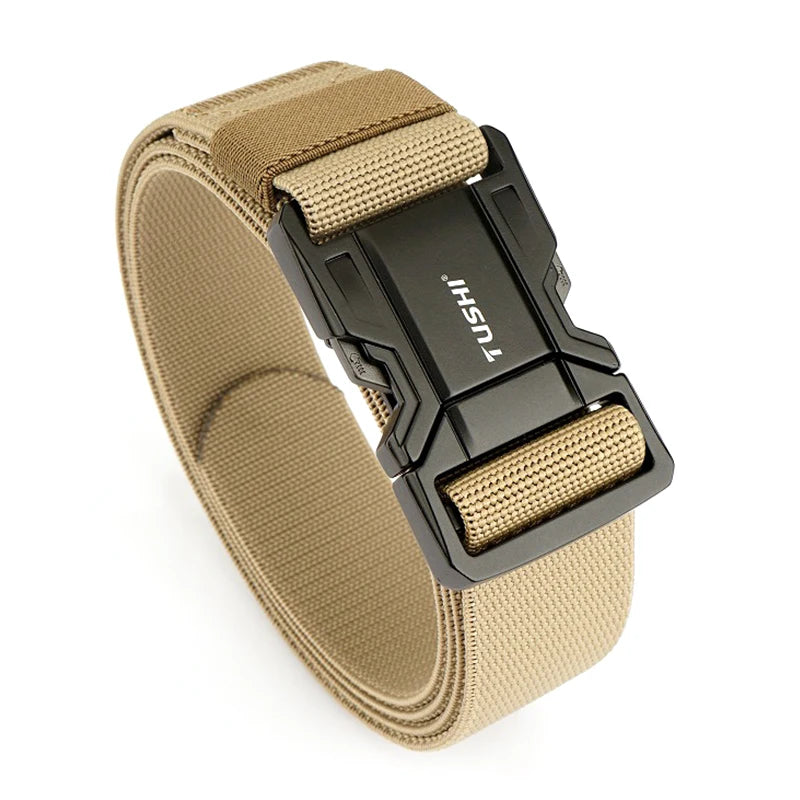 VATLTY New Elastic Casual Belt for Men Quick Release Metal Buckle Tactical Outdoor Girdle Adjustable Blue Hiking Belt Male