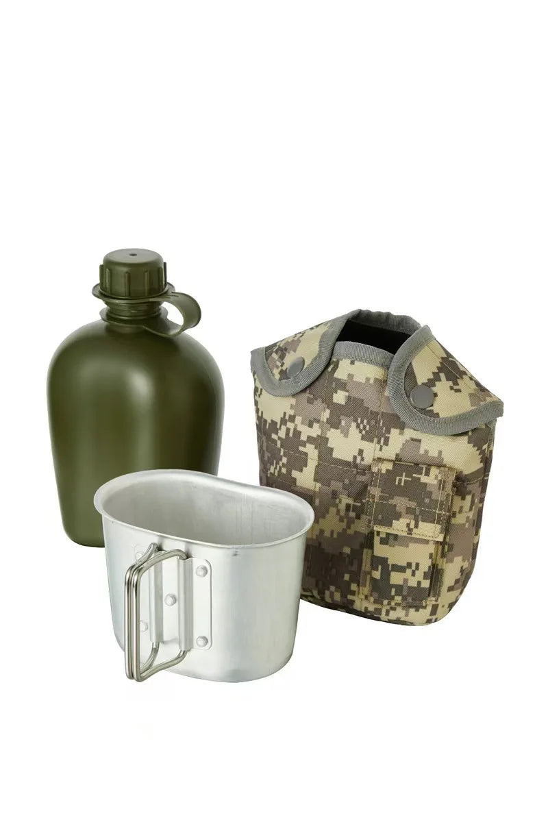 1L Large-Capacity Outdoor Camouflage Military Canteen Bottle for Backpacking Camping Hiking - Survival Water Kettle