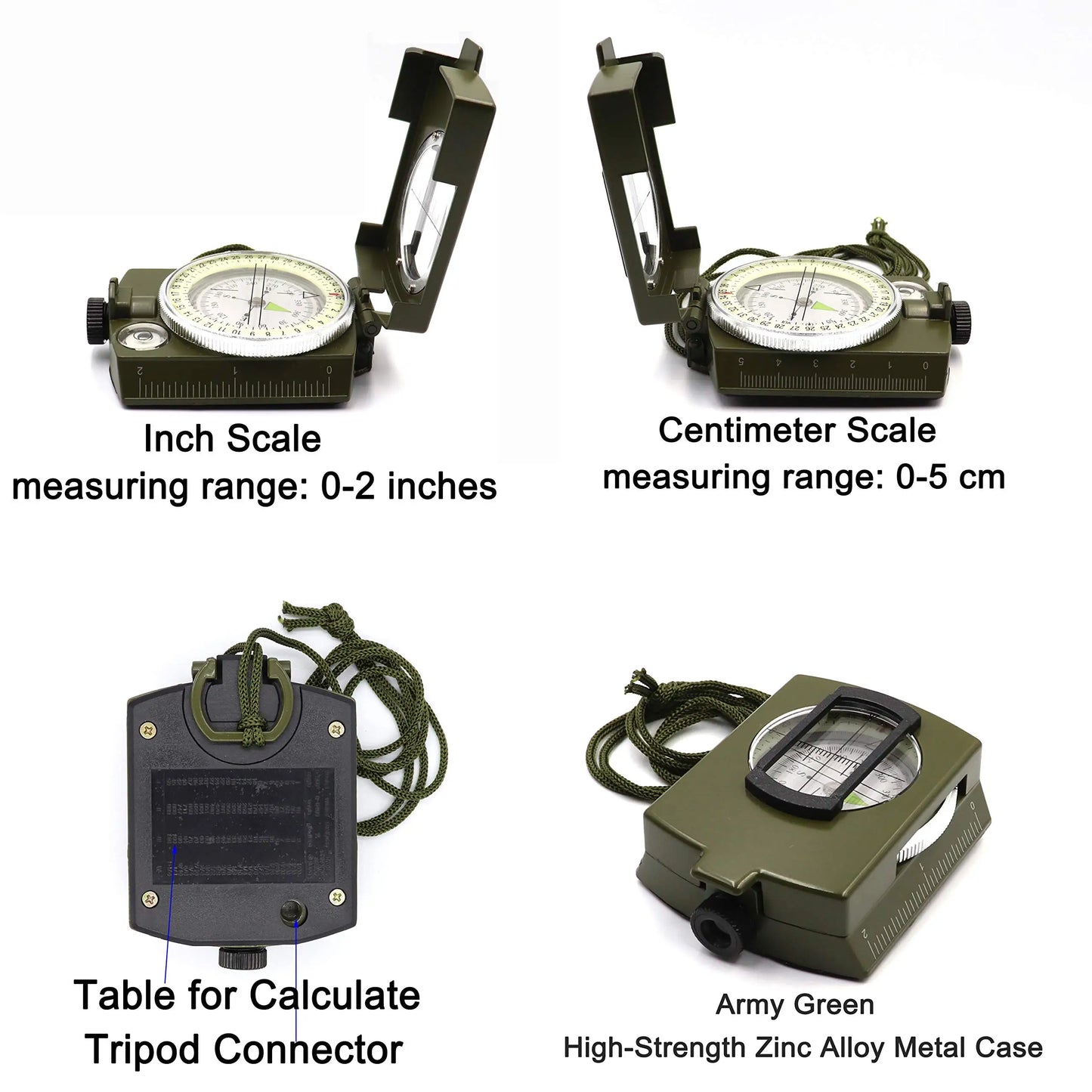 Glow in Dark Shockproof Waterproof Survival Compass for Hiking Camping Hunting Backpacking Outdoor Navigation Essential Gear